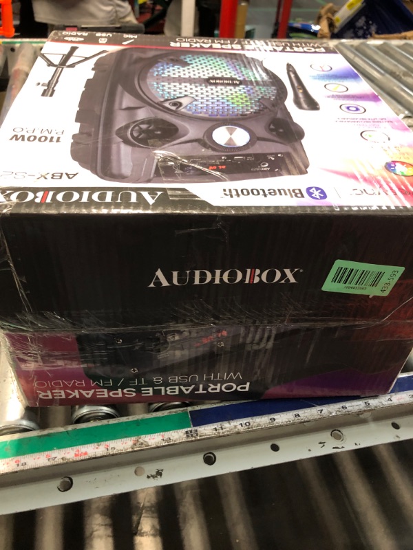 Photo 1 of ***STOCK PHOTO FOR REFERENCE ONLY*** AUDIOBOX ABX-82S Portable 8" PA Speaker with Stand, WaveSync™ Technology, Bluetooth, LED Lights, 1100W - Includes Microphone & USB Cable
