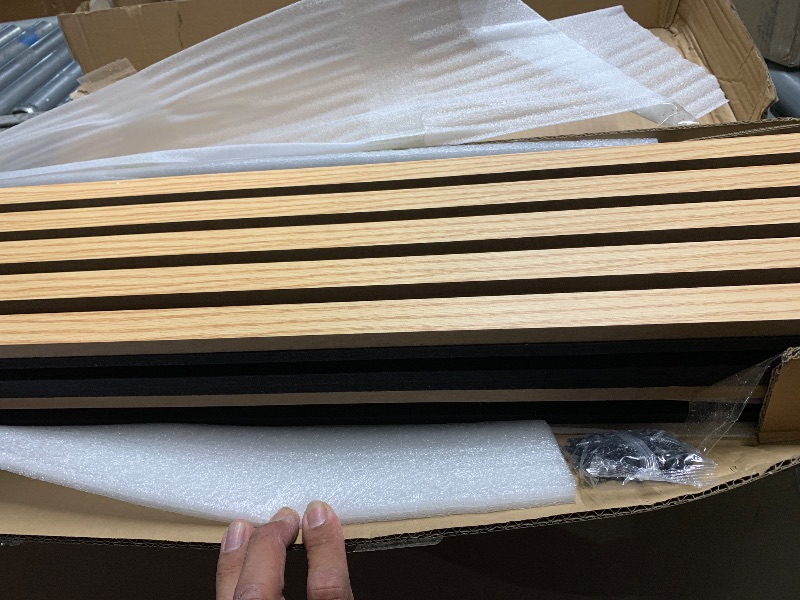 Photo 1 of ***DAMAGED - SEE NOTES/PICTURES***Art3d 4-Piece Wood Slat Acoustic Panels for Stylish Decor and Noise Reduction, 3D Textured Panel for Ceiling and Wall, Oak