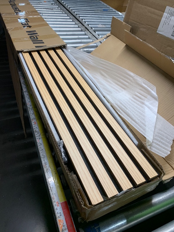 Photo 1 of ***DAMAGED - SEE NOTES/PICTURES***Art3d 4-Piece Wood Slat Acoustic Panels for Stylish Decor and Noise Reduction, 3D Textured Panel for Ceiling and Wall, Oak