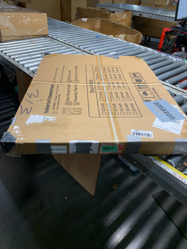 Photo 1 of ***PARTIAL SET - PRICE ADJUSTED***SmartStandard 40in x 84in Sliding Barn Door with 7FT Barn Door Hardware Track Kit & Handle, Waterproof PVC Surface, Pre-Drilled Holes Easy to Assemble, White, Solid, MDF, 3 Panel