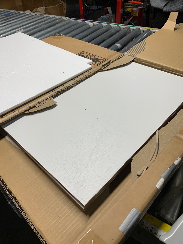 Photo 1 of ***PARTIAL SET - PRICE ADJUSTED***SmartStandard 40in x 84in Sliding Barn Door with 7FT Barn Door Hardware Track Kit & Handle, Waterproof PVC Surface, Pre-Drilled Holes Easy to Assemble, White, Solid, MDF, 3 Panel