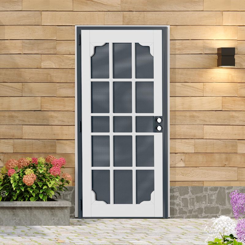 Photo 1 of ***DAMAGED - SEE NOTES/PICTURES***Lakenyon Steel Security Door, 32" x 80" Screen-Style Exterior Door, Electrophoretic E-Coated Steel & White Pine Wood Construction, Non-Handed, Bronze