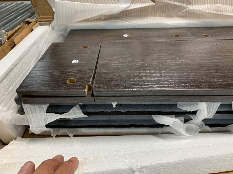 Photo 1 of ***MBOX 2 OF 2 ONLY***DWVO Queen Size Bed Frame with RGB LED Lights & Storage Bookcase Headboard, Upholstered Bed with Charging Station and 4 Drawers, No Box Spring Needed, Easy Assembly, Noise-Free, Velvet Grey