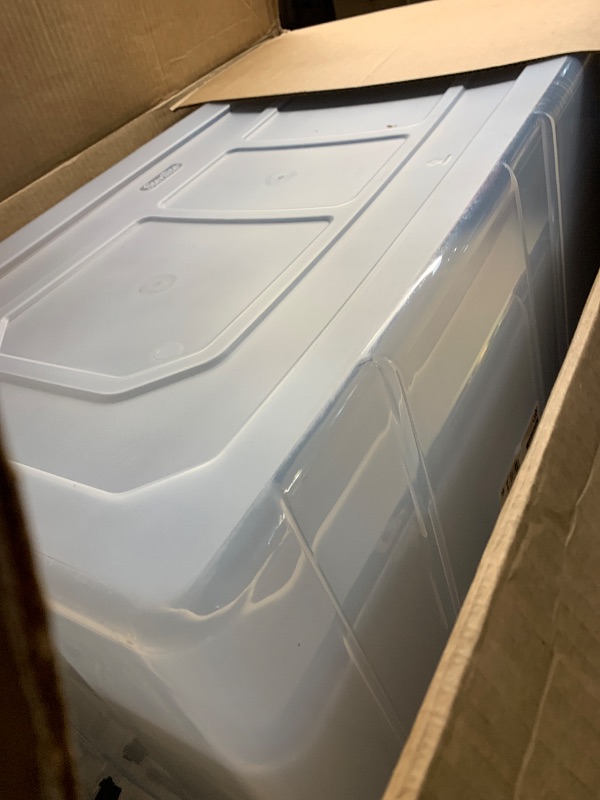 Photo 1 of (2 pack) Sterilite Extra Large Wheeled Storage Bin, 160 Quart Durable Clear Storage Container with Latch Lid and Pull Handle, Dark Gray