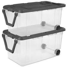 Photo 1 of (2 pack) Sterilite Extra Large Wheeled Storage Bin, 160 Quart Durable Clear Storage Container with Latch Lid and Pull Handle, Dark Gray