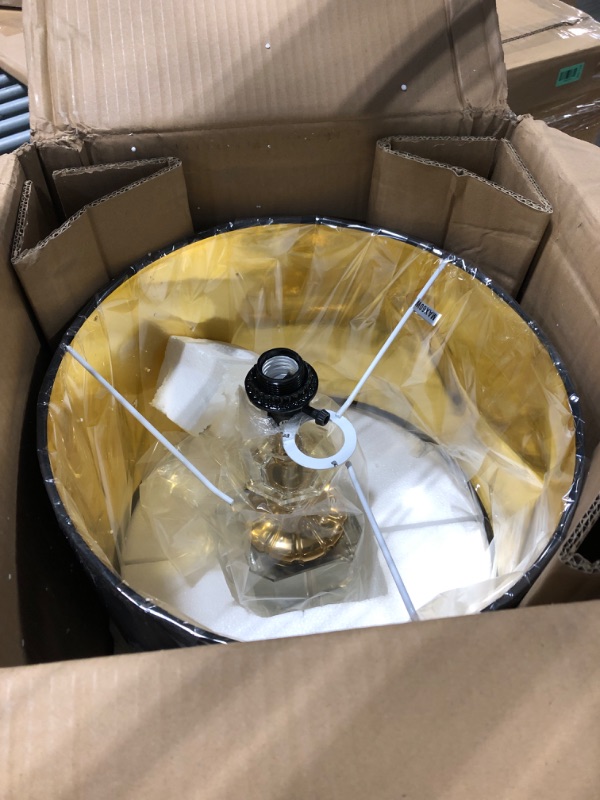 Photo 1 of *****BROKEN PARTS**FINAL SALE***Deco 79 Crystal Room Table Lamp Accent Lamp with Gold Accents, Lamp 14" x 14" x 24", Black