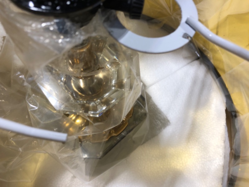 Photo 1 of *****BROKEN PARTS**FINAL SALE***Deco 79 Crystal Room Table Lamp Accent Lamp with Gold Accents, Lamp 14" x 14" x 24", Black