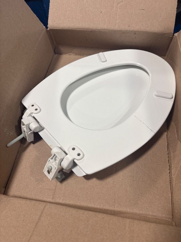 Photo 1 of **DAMAGED**
Mayfair Cassel Slow Close Toilet Seat, Easy Clean, Non Slip Premium Wood Seat, Easy Install, Made in USA, Elongated, White