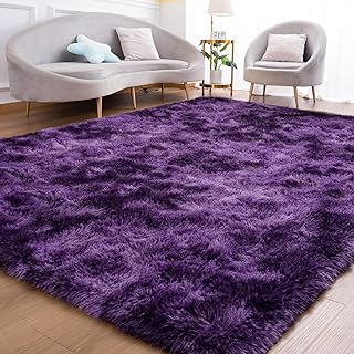 Photo 1 of ***SIMILAR TO IMAGE*** Fluffy Rug for Bedroom Living Room, 5x7 Purple Area Rugs, Faux Fur Shag Modern Carpet Ultra Soft Girls Boys Room Home Decor, Tie-Dyed LARGE RUG 