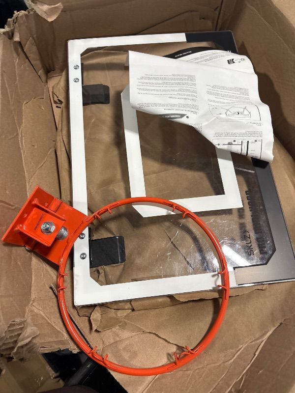 Photo 1 of **MISSING NET**
SKLZ Pro Mini Basketball Hoop - 18" x 12" Clear, Shatterproof Backboard, Breakaway Rim, Heavy Duty Net, & 5" Ball - Easy Mount Padded, Slide-On Over-Door Mounts - Suitable for Office, Dorm, Bedroom
