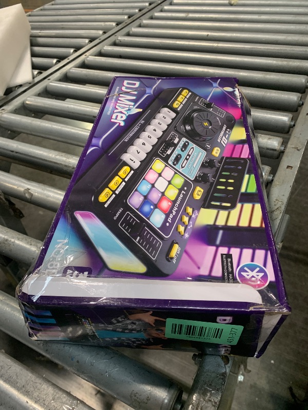 Photo 1 of ***DAMAGE MINOR, Pieces are missing, and the microphone is damaged.**** Kids DJ Mixer Controller Table Musical Toy Electronic Toy with LED Lights Sound Effect Microphone Piano DJ Board Key Musical Instruments Birthday Gift Toys for 3 4 5 6 7 Year Old Boy 