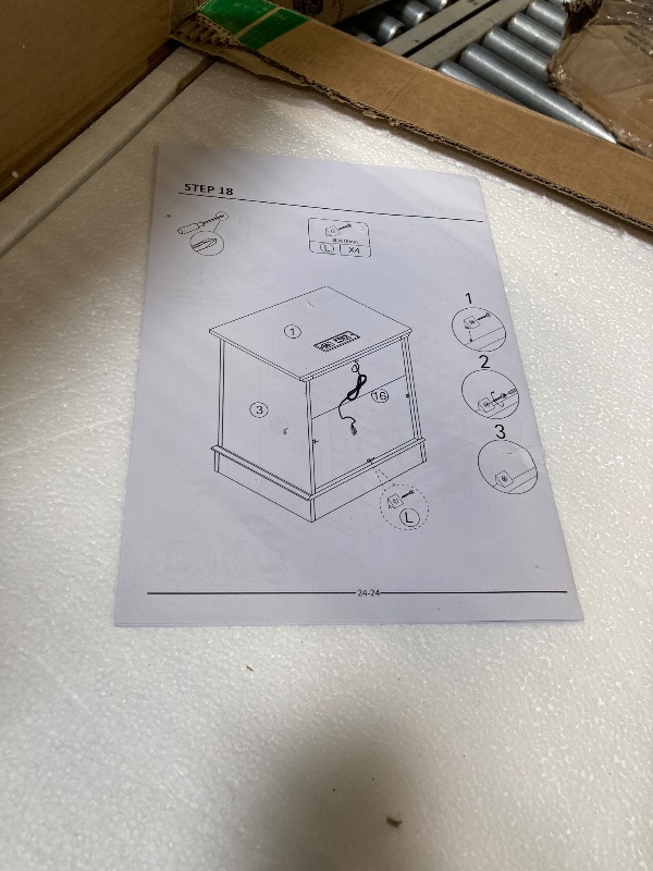 Photo 1 of ***PARTIAL SET***01 BOX OF 02***22-Inch Wide Modern Nightstands Set of 2 with Charging Station, End Tables with 3 Large Drawers, Simple Design Bedside Table for Bedroom and Office,Black