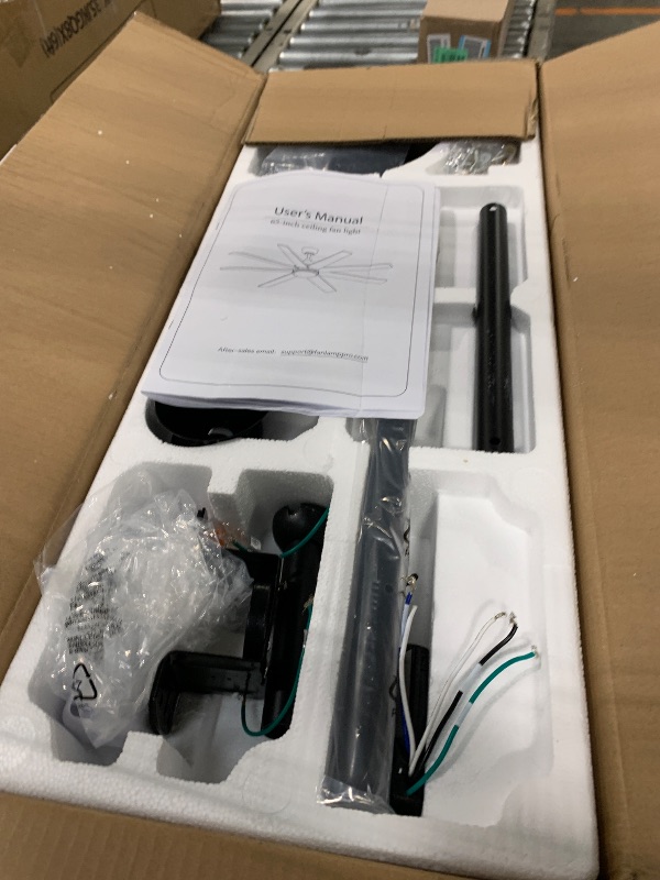 Photo 1 of ****FOR PARTS ONLY - MISSING WIRING**** Fanbulous 65 Inch Ceiling Fans with Lights and Remote, Black Indoor/Outdoor Ceiling Fan with Quiet Reversible DC Motor, 6 Speeds, 3CCT, 8 Blades Large Ceiling Fan for Living Room Bedroom Patio