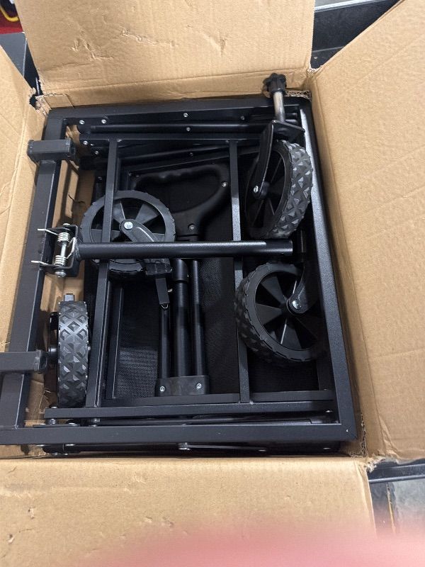 Photo 1 of ***MISSING HARDWARE***Collapsible Wagon Cart Foldable Beach Wagon with All-Terrain Wheels - 380 LBS Heavy Duty Grocery Cart for Shopping, Beach, Camping, Sports, Garden (Black)