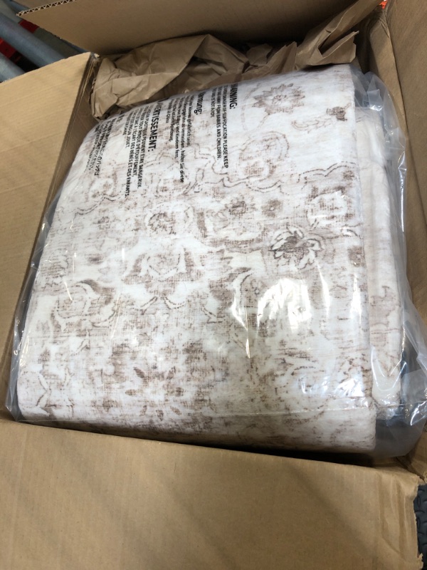 Photo 1 of **USED**
WondRg Neutral Area Rug Beige Vintage Living Room Bedroom Washable Carpet Non-Slip Soft Low Pile Floral Indoor Large Throw Rug for Dining Room Office