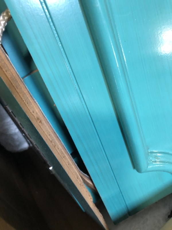 Photo 1 of ***DOOR IS BROKEN OFF /WOOD IS SPLIT AND FRSYED**FINAL SALE!!!!!!!!!!!!!!!!Hives and Honey Cabby Standing Jewelry Armoire – Fully Locking Wood Jewelry Storage with Mirror, 7 Drawers, Necklace Hooks, and Anti-Tarnish Lining — Turquoise