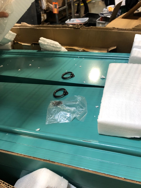 Photo 1 of ***DOOR IS BROKEN OFF /WOOD IS SPLIT AND FRSYED**FINAL SALE!!!!!!!!!!!!!!!!Hives and Honey Cabby Standing Jewelry Armoire – Fully Locking Wood Jewelry Storage with Mirror, 7 Drawers, Necklace Hooks, and Anti-Tarnish Lining — Turquoise