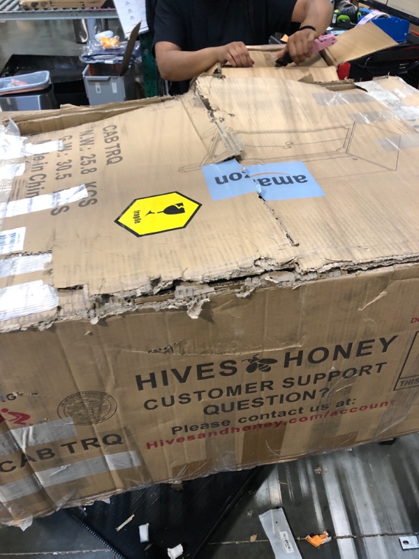Photo 1 of ***DOOR IS BROKEN OFF /WOOD IS SPLIT AND FRSYED**FINAL SALE!!!!!!!!!!!!!!!!Hives and Honey Cabby Standing Jewelry Armoire – Fully Locking Wood Jewelry Storage with Mirror, 7 Drawers, Necklace Hooks, and Anti-Tarnish Lining — Turquoise