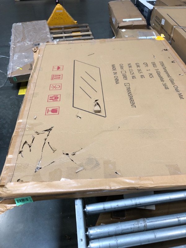 Photo 1 of **HAS CRACKS IN IT!!!!FINAL SALE!!!!!!!Koonmi Tempered Glass Chair Mat 36"x48" - Premium Office Chair Mat for Hardwood Floors & Low-Pile Carpet with 4 Non-Slip Pads - Thick Scratch-Resistant Surface