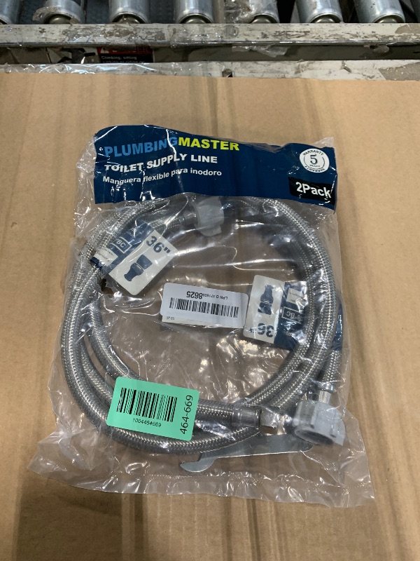Photo 1 of (2pcs 36 inch) PLUMBINGMASTER Toilet Water Supply Line,3/8" Comp x 7/8" BC Braided Stainless Steel Toilet Supply Line,Toilet Connector Hose with Anti-Leaking Brass Nut