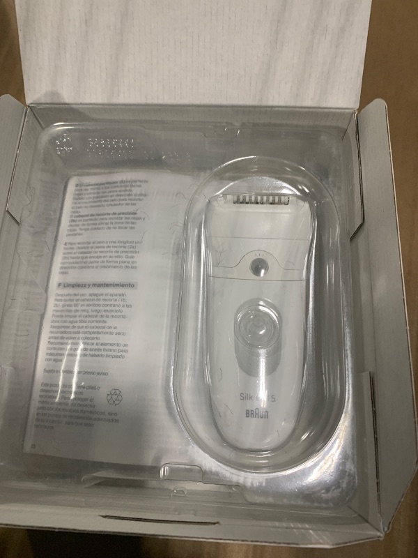 Photo 1 of *** NO CHARGING CABLE *** Braun Epilator Silk-épil 5, Hair Removal Device, Women Shaver & Trimmer, Wet and Dry, Includes Skin Contact Cap, SE5-011, Grey