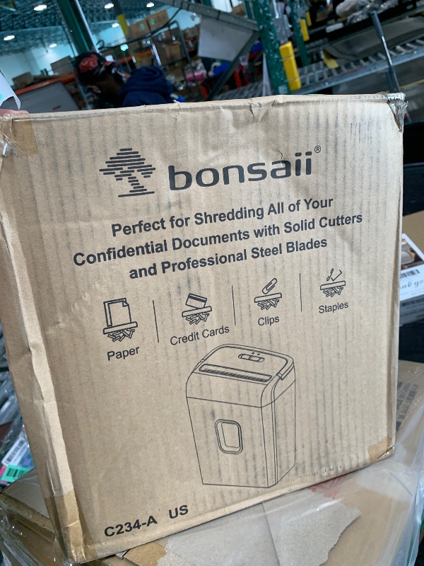 Photo 1 of ***NOT FUNCTIONAL, SELLING FOR PARTS, FINAL SALE***Bonsaii 6-Sheet Micro-Cut Paper Shredder, P-4 High-Security for Home & Small Office Use, Shreds Credit Cards/Staples/Clips, 3.4 Gallons Transparent Window Wastebasket, Black (C234-A)***NOT FUNCTIONAL, SEL