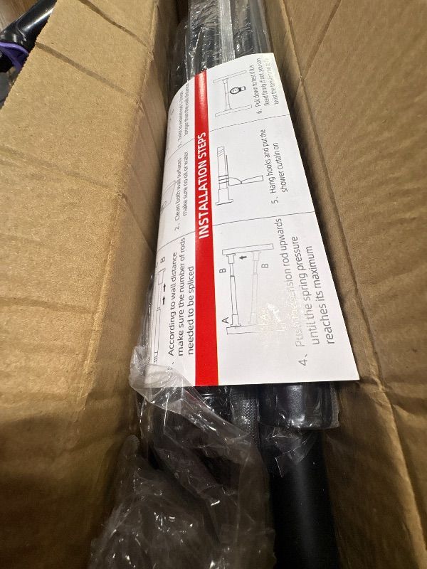 Photo 1 of **MISSING ENDS/PARTS ONLY**
Thestoa Shower Curtain Rod Adjustable 43-78 inch, 1"Diameter Spring Tension Curtain Rod No Drill, Anti-Rust Non-Slip Shower Rod, Black Shower Curtain Rod for Bathroom Tension