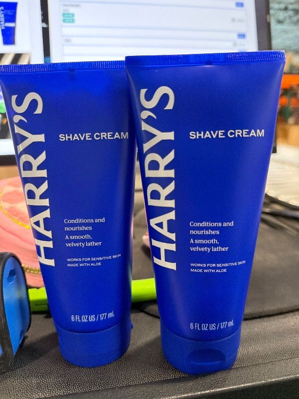 Photo 1 of ***PACK OF TWO SHAVE CREAM** Harry's Exfoliating Face Wash for Men, Gentle Facial Skin Care Products with Volcanic Rock Exfoliant, 7.1 Fl. Oz, Home and Trial and Travel Bundle