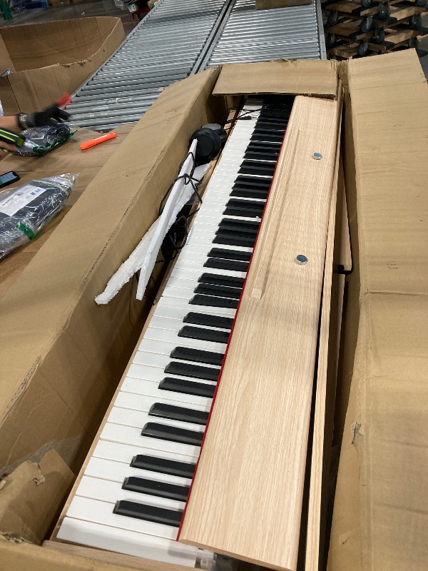 Photo 1 of **MAJOR DAMAGE**
Eastar EUP-110 Digital Piano 88 Key Weighted Keyboard, Full-Size Home Electric Piano for Beginner, with Headphone, Music Stickers, Screen, 3-Pedal, Wireless Conection, Recording - Light Wood Color