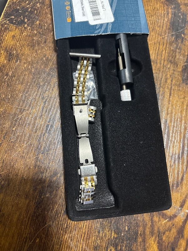 Photo 1 of **DAMAGED**
Anlinser Metal Bands Compatible with Apple Watch Band for Women 49/46/45/44/42/41/40/38mm, Thin Band Designed for iWatch Series 11 10 9 8 7 6 5 4-1 SE (42/41/40/38mm, Silver Gold)