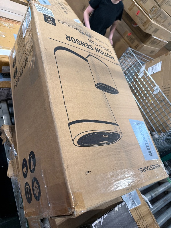 Photo 1 of ***VERY USED AND DIRTY*** NINESTARS CB-DZT-50-98-1C Automatic Touchless Motion Sensor Oval & Rectangular Trash Can Combo Set, 13.2 Gal. 50 L. & 2.1 Gal.8 L., Stainless Steel