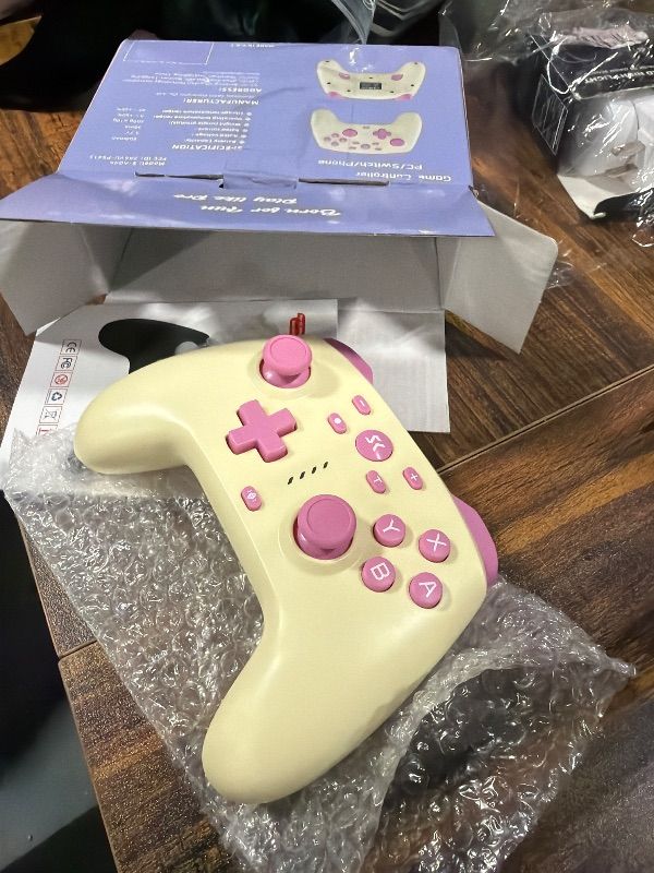 Photo 1 of *** STOCK PHOTO SIMILAR NOT EXACT *** ISHAKO PC Gaming Controller - Wireless/Bluetooth Controller with 1200mAh Battery, 4-Back Buttons, Hall Effect Joysticks&Triggers, Work for Windows PC, Steam, Luna, Tesla, Mac, Android and Switch - CREME AND PINK 