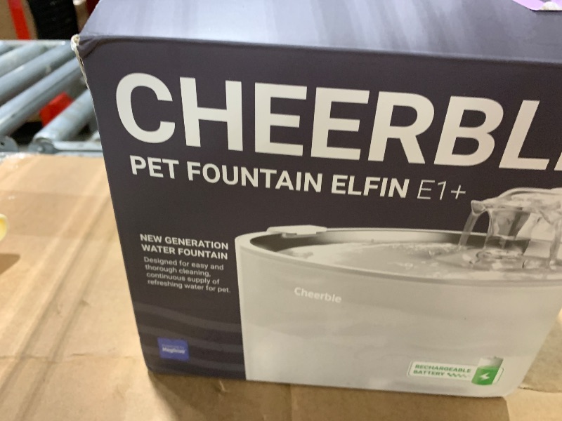Photo 1 of **MISSED PARTS**
Cheerble Pumpless Cat Water Elfin Fountain, Wireless Pet Fountain Battery Operated, 2L/67oz E1+ Automatic Water Dispenser Cats & Dogs MagDrive™ Technology Stainless Steel Tray, No Cleaning Hassle