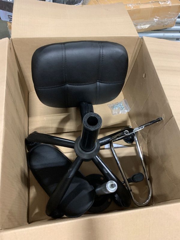 Photo 1 of **** MISSING PIECES ***FNZIR Square Rolling Stool with Backrest Height Adjustable Chair Swivel Drafting Chair Stool Chair with Wheels Black