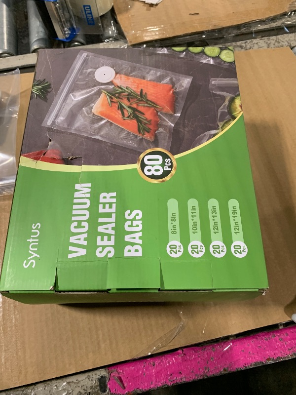 Photo 1 of [2026 Upgraded] Syntus 80 Pcs Vacuum Sealer Bags for Food, Reusable BPA-Free Food Storage Bags for Sous Vide Microwave Heating, Air Valve Zipper Bags (20 Small+20 Medium+20 Large+20 Extra Large)