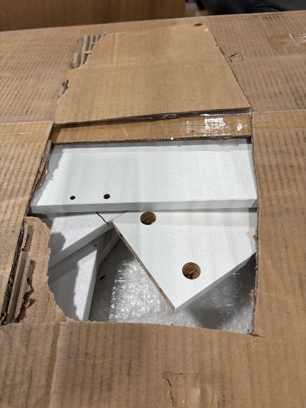 Photo 1 of **FOR PARTS. FINAL SALE. MISSING PIECES. NO RETURN. NO REFUND**

 Makeup Vanity Desk with Smart LED Mirror & Charging Station, 35.4" White Vanity Table Set with Cushioned Stool, 4 Drawers & Hairdryer Rack, Modern Bedroom Dressing Table-White