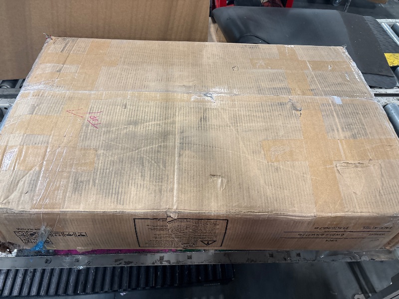 Photo 1 of **FOR PARTS. FINAL SALE. MISSING PIECES. NO RETURN. NO REFUND**

 Makeup Vanity Desk with Smart LED Mirror & Charging Station, 35.4" White Vanity Table Set with Cushioned Stool, 4 Drawers & Hairdryer Rack, Modern Bedroom Dressing Table-White