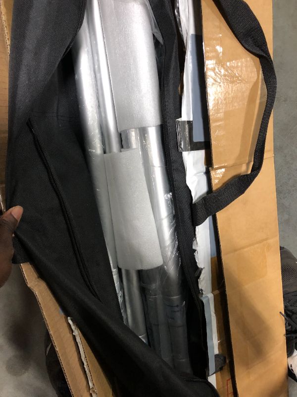 Photo 1 of ***DAMAGE END OF POLE*** EMART Heavy Duty Backdrop Stand, 10x10Ft Adjustable Pipe and Drape kit with 9.26 LBS Steel Flat Base, Sturdy Metal Diy Photo Background Frame for Parties, Events, Wedding, Photography - Silver