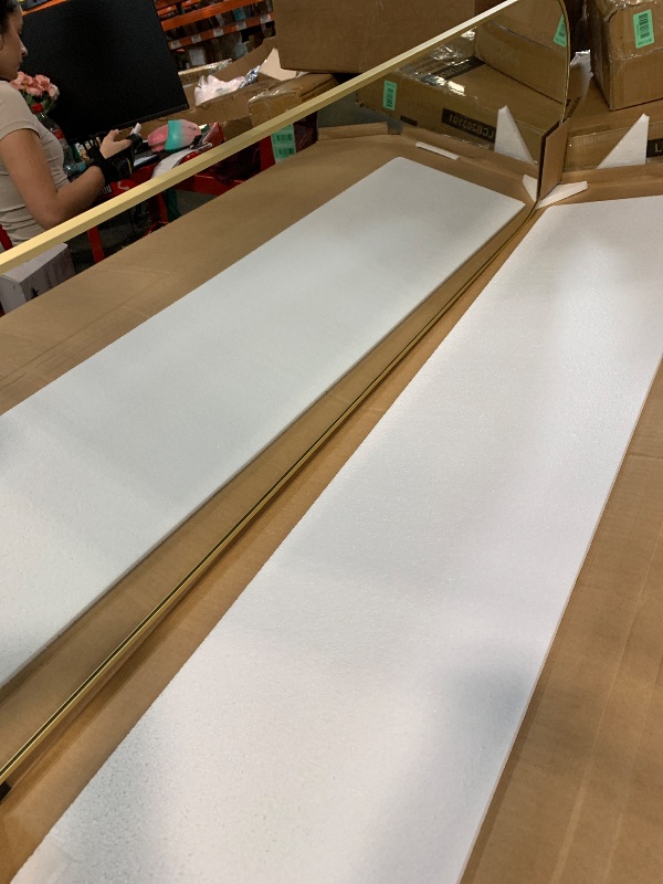 Photo 1 of ***UNKNOWN SIZE*** Delma Wall Mirror Full Length, Standing Floor Mirror for Bedroom Bathroom Living Room with Aluminium Frame (with Stand Gold)