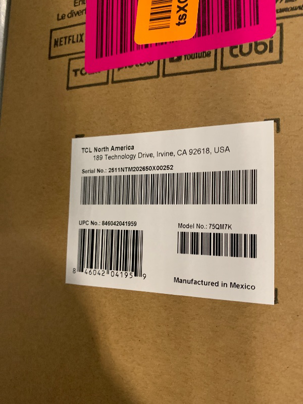 Photo 1 of ***FACTORY SEALED**** TCL 75 Inch Class QM7K Series | Mini LED QLED 4K HDR | 75QM7K, 2025 Model | 120HZ-144HZ Anti Reflective Screen Smart Google TV Dolby Atmos Onkyo Audio | Voice Remote Alexa Gaming Streaming Television