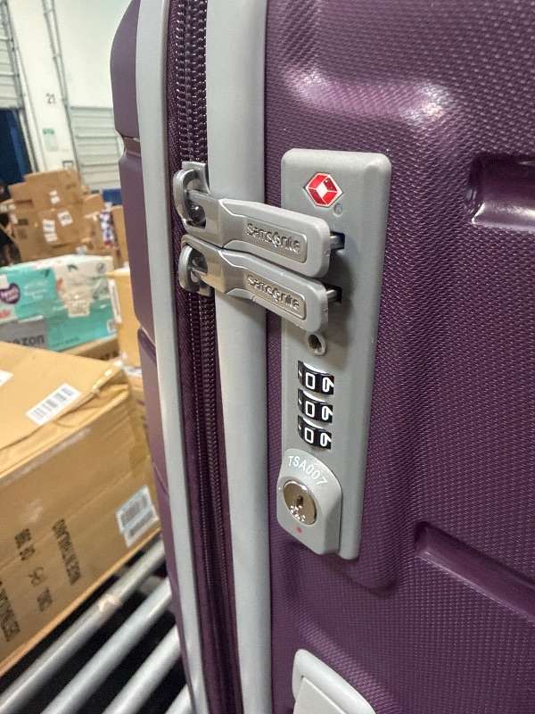 Photo 1 of ***BROKEN ZIPPER*** Samsonite Freeform 2-Piece Luggage Set - Carry-On & Large Checked Luggage with Dual Spinner Wheels - Durable Polypropylene Hardshell - TSA Lock, Airline-Approved - Expandable - Amethyst Purple