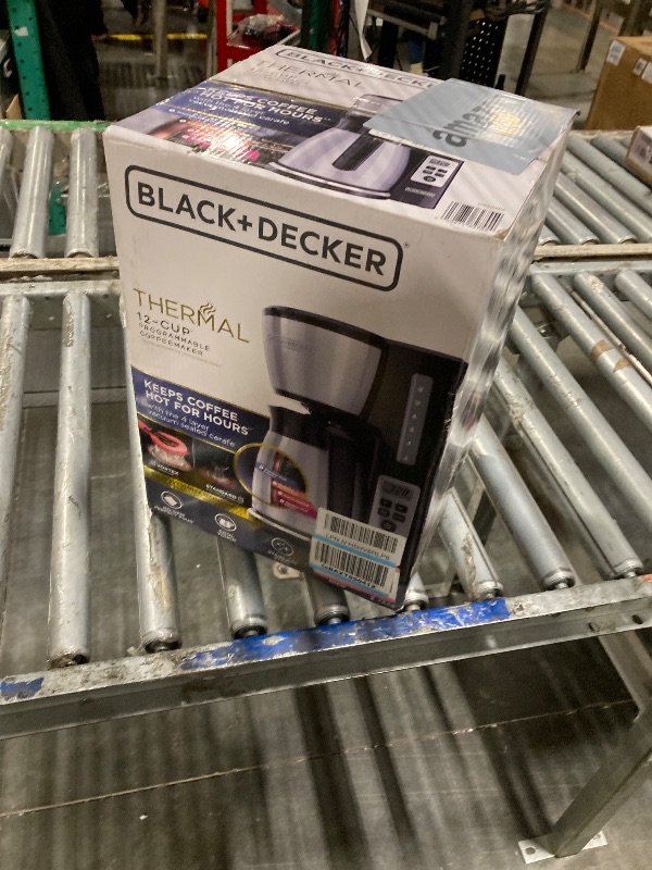 Photo 1 of **PARTS ONLY** BLACK+DECKER 12 Cup Thermal Programmable Coffee Maker with Brew Strength and VORTEX Technology, Black/Steel, CM2046S