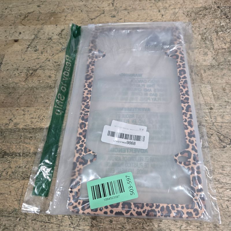 Photo 1 of Brown Leopard License Plate Frame 1 Pack Stainless Steel Cheetah Leopard Brown Car License Plate Accessory Personalize Decor 12.3" X 6.3" with 4 Holes Screw for Men Women
