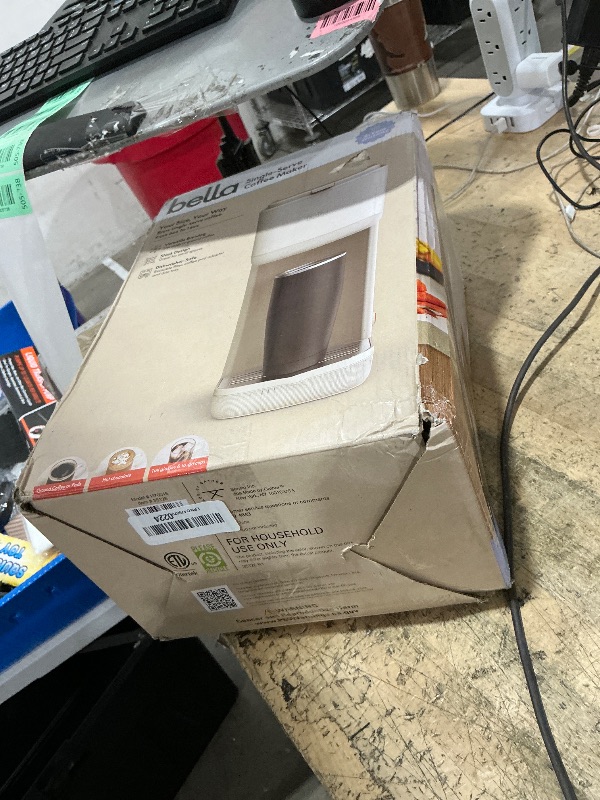 Photo 1 of **HEAVY USE, NEEDS CLEANING**BELLA Single Serve Coffee Maker, K Cup & Coffee Ground Compatible with Removable, Adjustable Drip Tray, Auto Shutoff & Reusable Dishwasher Safe Accessories, Brews 6oz to 14oz, 1000 Watt, Oatmilk