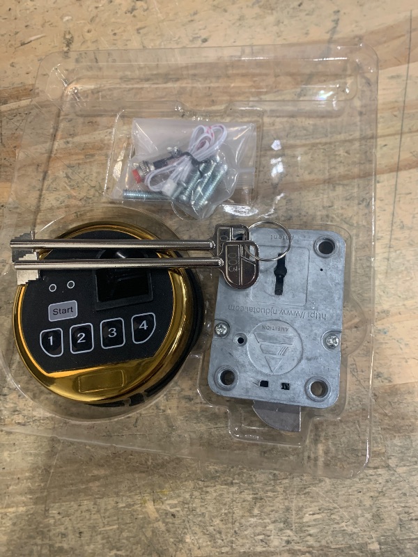 Photo 1 of ** FOR PARTS**EMP Fingerprint and Digital Safe Electronic Keypad Lock, Gun Safe LockReplacment with Swing Bolt Lock & 2 Emerency Keys, Gold Color Keypad Lock(Right Swing Bolt)