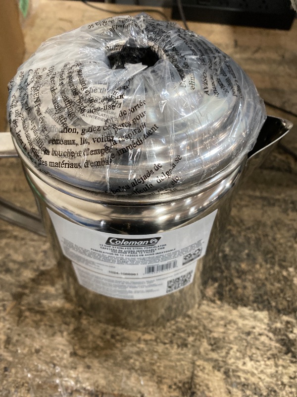 Photo 1 of ******MISSING TOP HANDLE*****Coleman Stainless Steel Coffee Percolator, 12-Cup Capacity Durable Outdoor Coffee Maker for Camping, Backpacking, RV, Stovetop, Campfire, & More, No Filters Needed