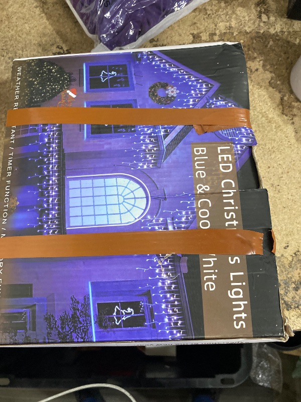 Photo 1 of 164FT 1620 LED Outdoor Christmas Lights - 360 Ice Drops, 12 Pro Modes with Timer Memory & Brightness, Waterproof Hanging Ice String Light for Holiday Wedding Garden Fence House Decor (White & Blue)