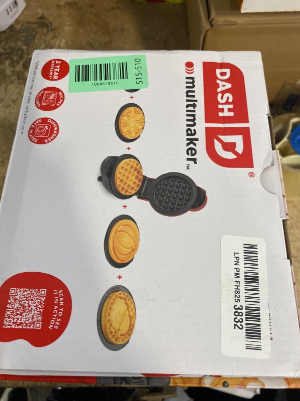 Photo 1 of *FOR PARTS ONLY* DASH Holiday MultiMaker® Mini System - Waffle Maker with Six 4” Removable Holiday Plates: Waffle Iron & Griddle, 4-in-1 Mini Waffle Maker for Kids and Families – Nonstick Surface, Santa Waffle (Red)