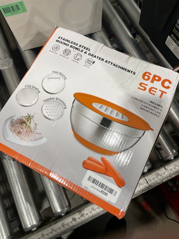 Photo 1 of (no graters/bowls only)Fyrnova Mixing Bowls with Lids Set, 6 Piece Stainless Steel Nesting Storage Bowls for Kitchen, Size 5.5,3.5,2.5,2.1,1.5,1.1 QT