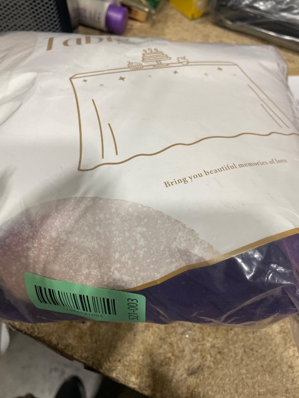 Photo 1 of 1 Pack Purple Table Clothes for 6 Foot Rectangle Tables, One-Piece Wrinkle Resistant Stretch Spandex Table Covers with Skirt for Event Banquet Wedding Birthday Party